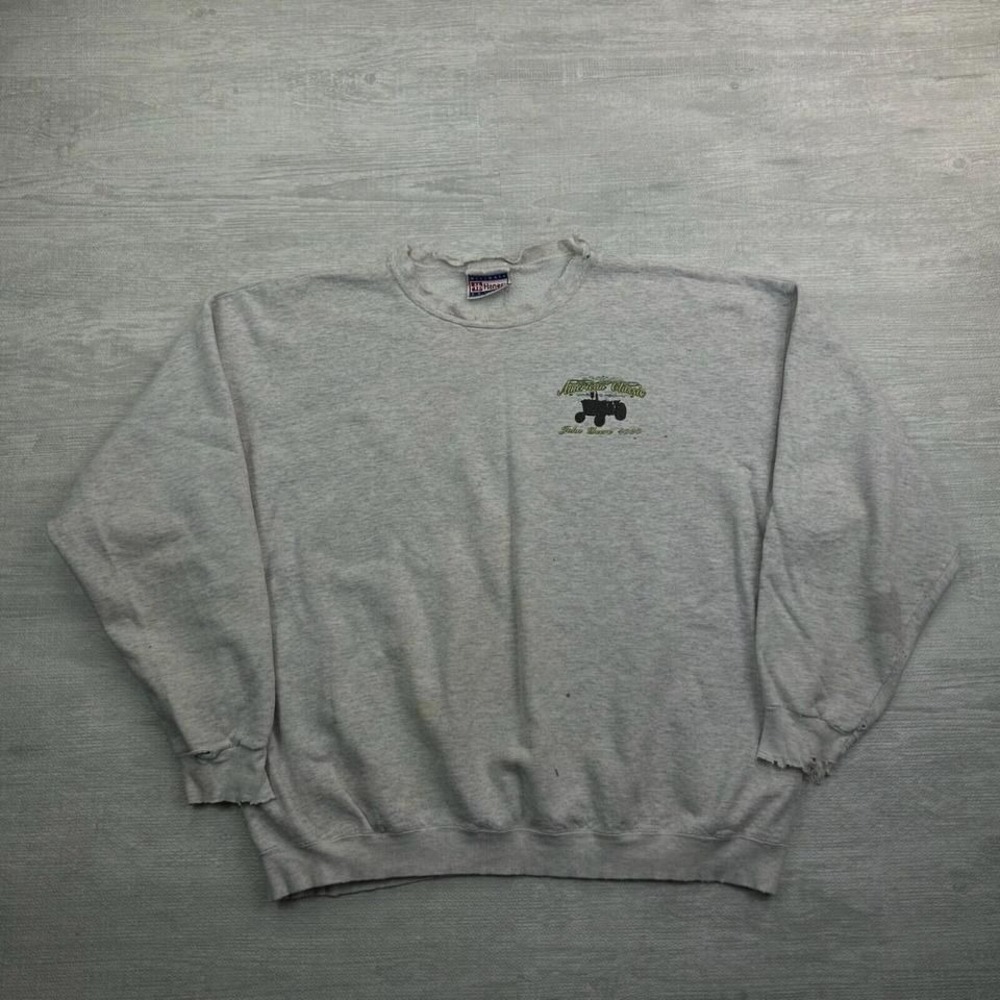 Vintage John Deere Sweatshirt Adult XL Gray Farming 1968 4020 Tractor Distressed